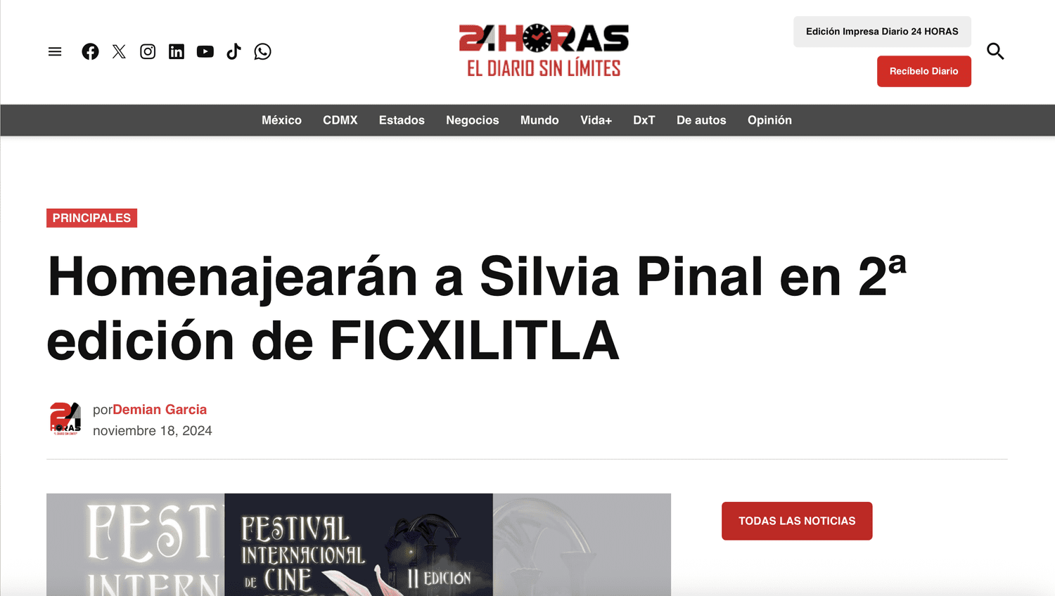 Homenajearán a Silvia Pinal en 2ª edición de FICXILITLA